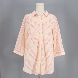 Chicos No-Iron Linen Striped Loop-Back Tunic Size 2/L